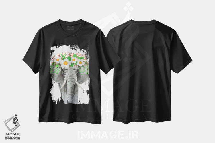 تیشرت مشکی طرح دار فیل فریدا کالو، تزئینی اثر کوکو د پاریس | فروشگاه ایماژ