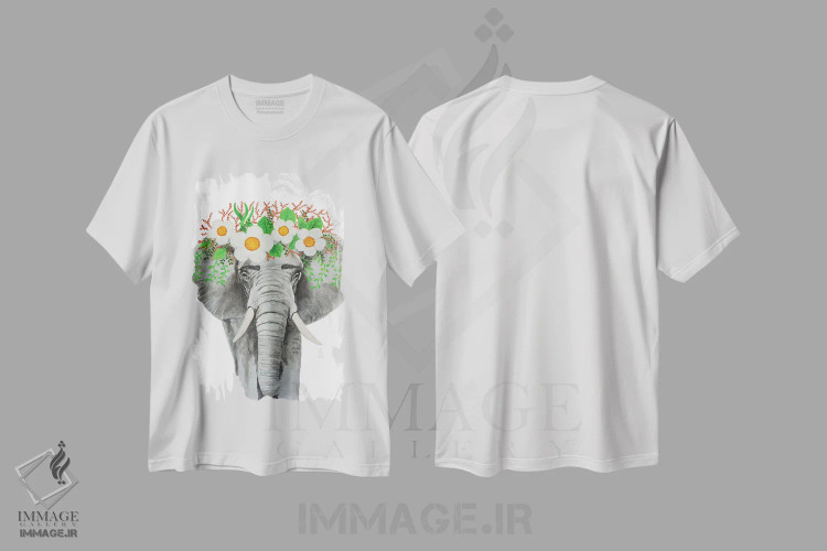 تیشرت سفید طرح دار فیل فریدا کالو، تزئینی اثر کوکو د پاریس | immage.ir