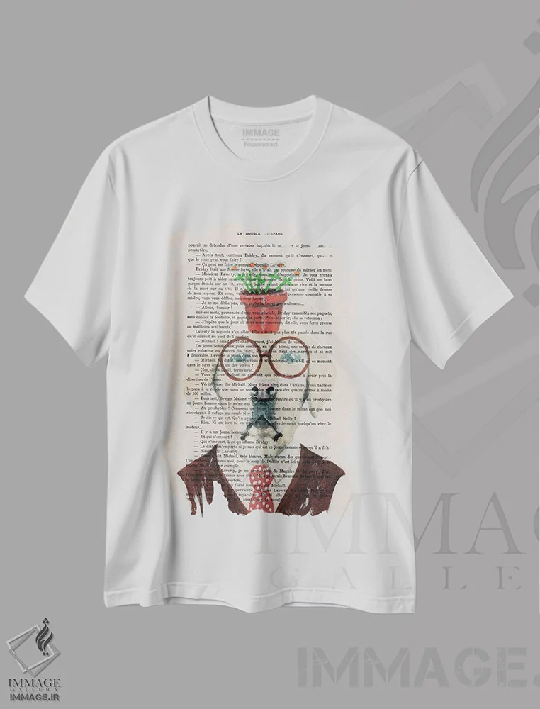 تیشرت سفید طرح دار لابرادور با گل ها، تزئینی اثر کوکو د پاریس | فروشگاه ایماژ