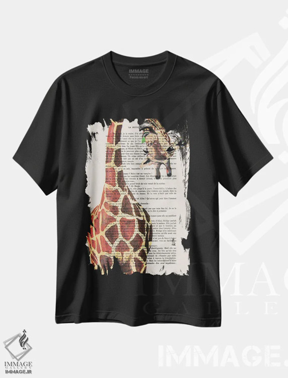 تیشرت مشکی طرح دار زرافه وارونه ۲، تزئینی اثر کوکو د پاریس | immage.ir
