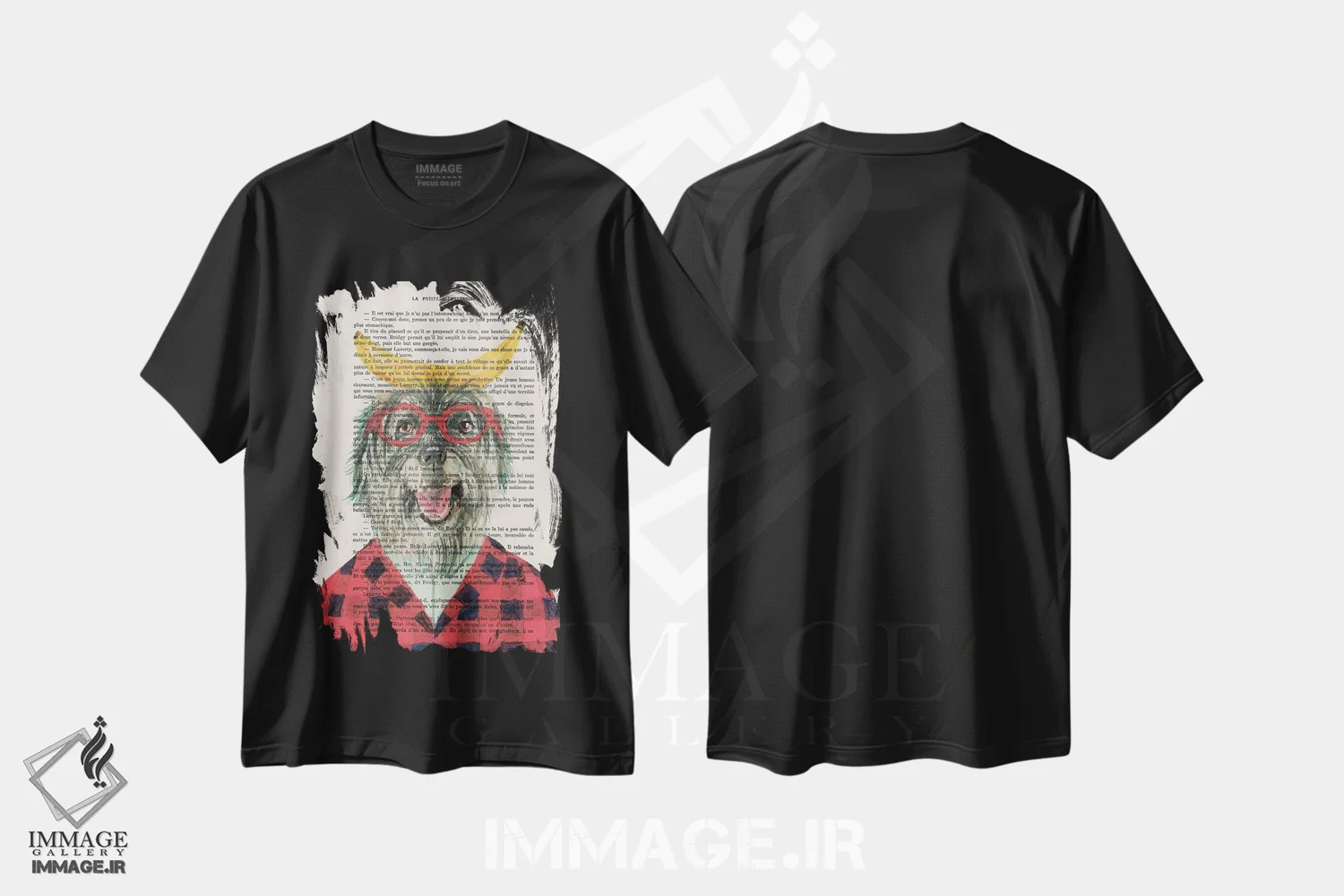 تیشرت مشکی طرح دار سگ چوپان با موز ۲، تزئینی اثر کوکو د پاریس | فروشگاه ایماژ