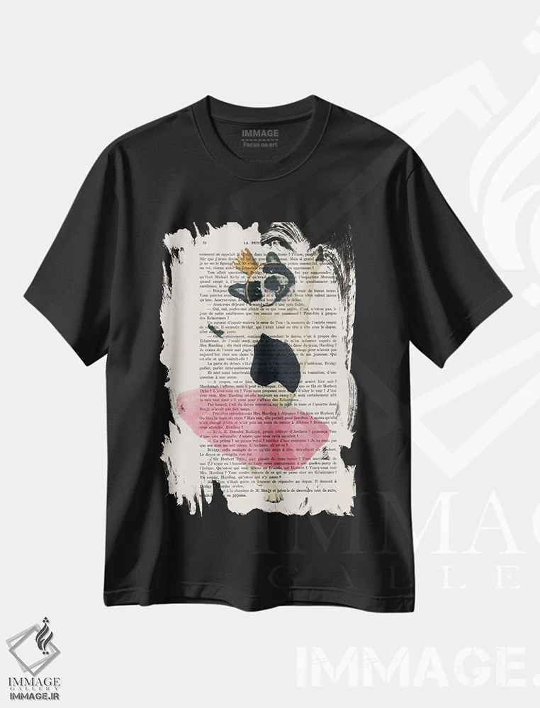 تیشرت مشکی طرح دار بولداگ فرانسوی در حال رقص، تزئینی اثر کوکو د پاریس | immage.ir
