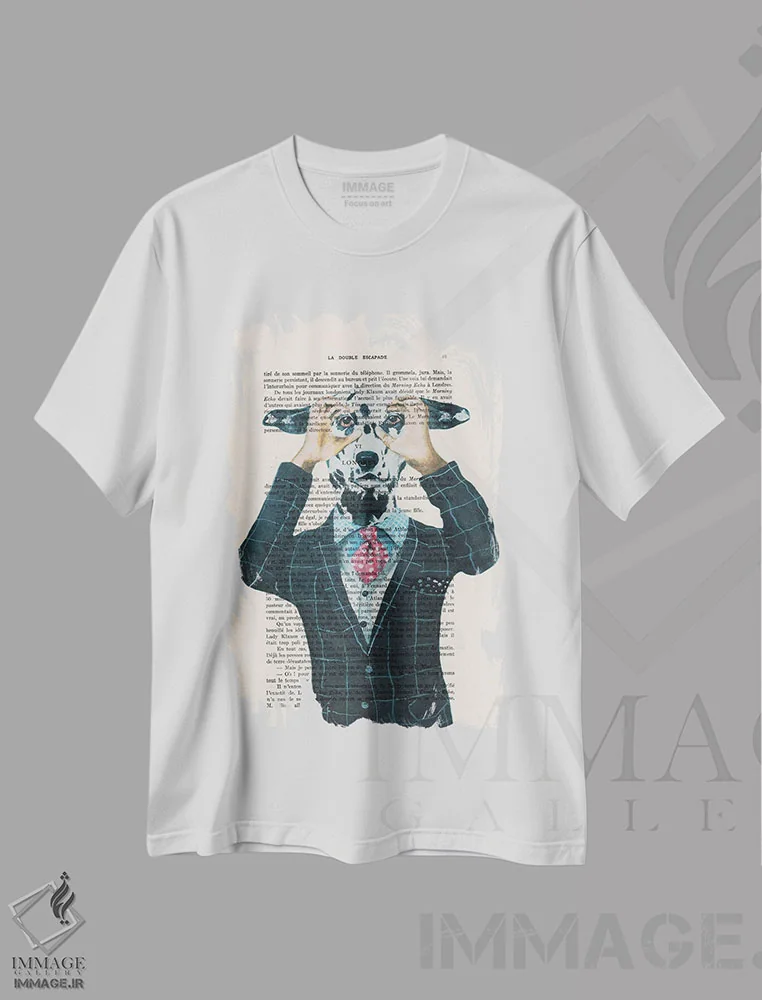 تیشرت سفید طرح دار دالماتین مراقب توست!، تزئینی اثر کوکو د پاریس | immage.ir