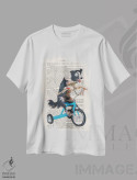 تیشرت سفید طرح دار سگ کوچک روی دوچرخه، تزئینی اثر کوکو د پاریس | فروشگاه ایماژ