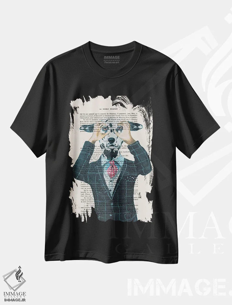 تیشرت مشکی طرح دار دالماتین مراقب توست!، تزئینی اثر کوکو د پاریس | فروشگاه ایماژ