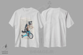 تیشرت سفید طرح دار سگ کوچک روی دوچرخه، تزئینی اثر کوکو د پاریس | فروشگاه ایماژ
