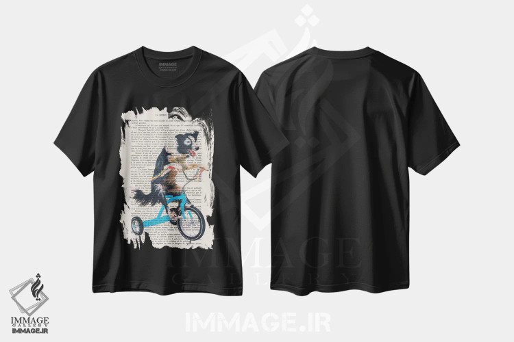 تیشرت مشکی طرح دار سگ کوچک روی دوچرخه، تزئینی اثر کوکو د پاریس | immage.ir