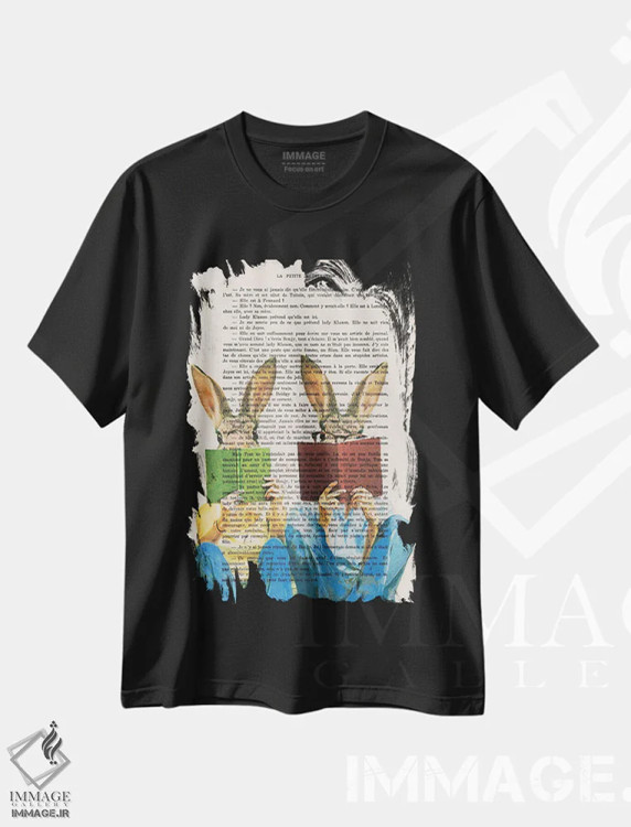 تیشرت مشکی طرح دار خرگوش های کتاب خوان، تزئینی اثر کوکو د پاریس | immage.ir
