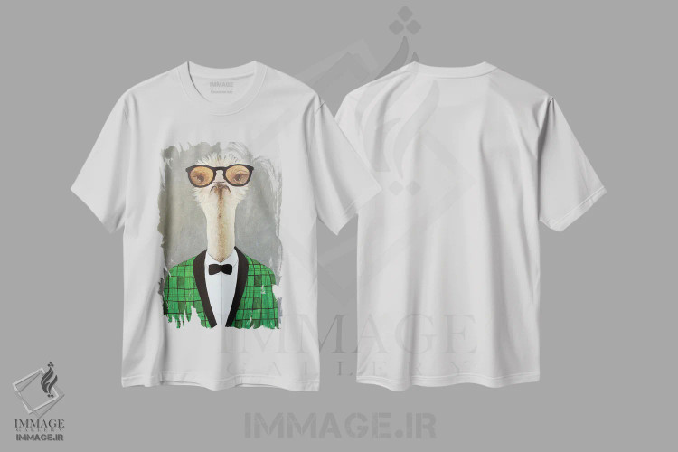 تیشرت سفید طرح دار شترمرغ کلاسیک، تزئینی اثر کوکو د پاریس | immage.ir