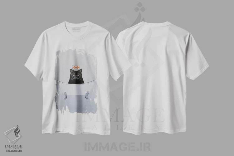 تیشرت سفید طرح دار گربه سیاه در وان حمام، دکور معاصر اثر کوکو د پاریس | immage.ir