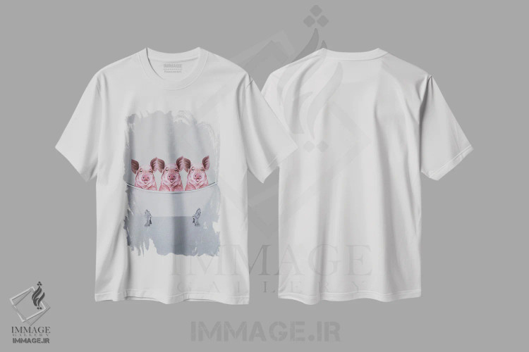 تیشرت سفید طرح دار خوک ها در وان حمام، مدیوم اثر کوکو د پاریس | immage.ir