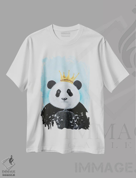 تیشرت سفید طرح دار پاندا با قفس پرنده، مدیوم اثر کوکو د پاریس | فروشگاه ایماژ