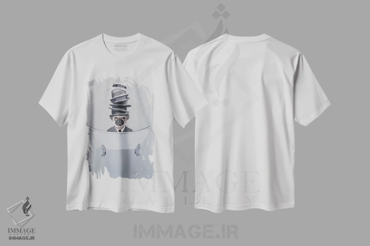 تیشرت سفید طرح دار پاگ با کلاه های روی هم در وان حمام، دکور معاصر اثر کوکو د پاریس | immage.ir