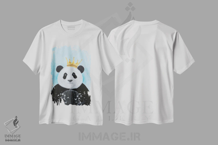 تیشرت سفید طرح دار پاندا با قفس پرنده، مدیوم اثر کوکو د پاریس | فروشگاه ایماژ
