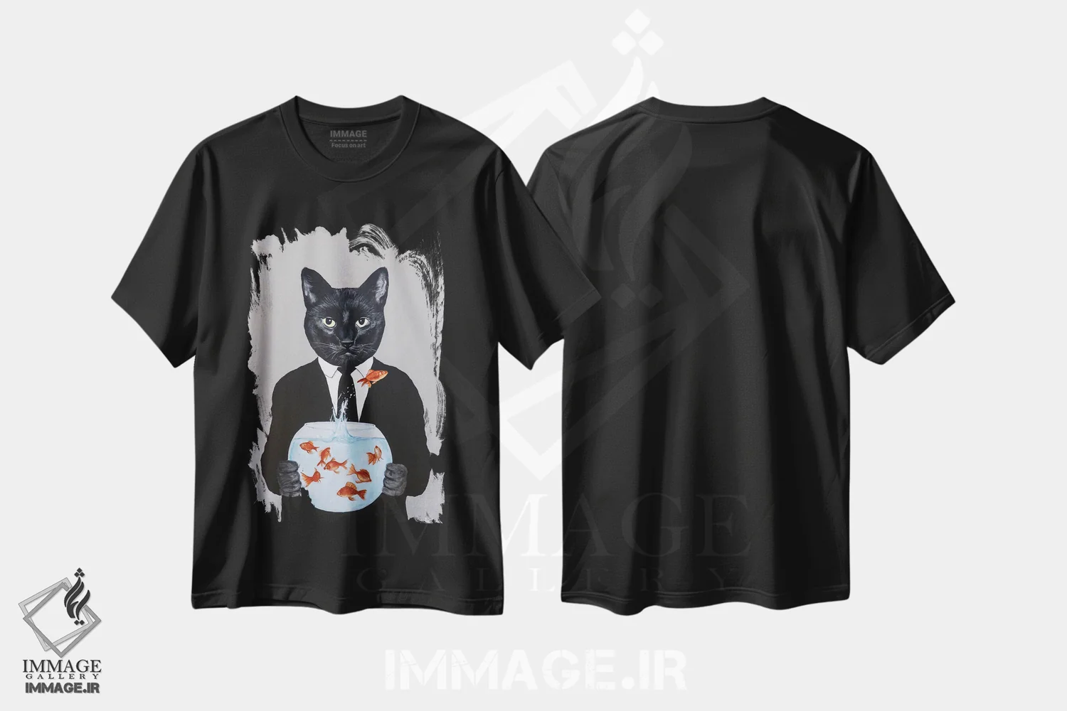 تیشرت مشکی طرح دار گربه سیاه با تنگ ماهی، مدیوم اثر کوکو د پاریس | فروشگاه ایماژ