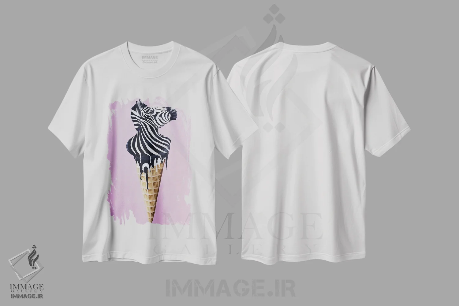 تیشرت سفید طرح دار گورخر بستنی خور، مدیوم اثر کوکو د پاریس | فروشگاه ایماژ