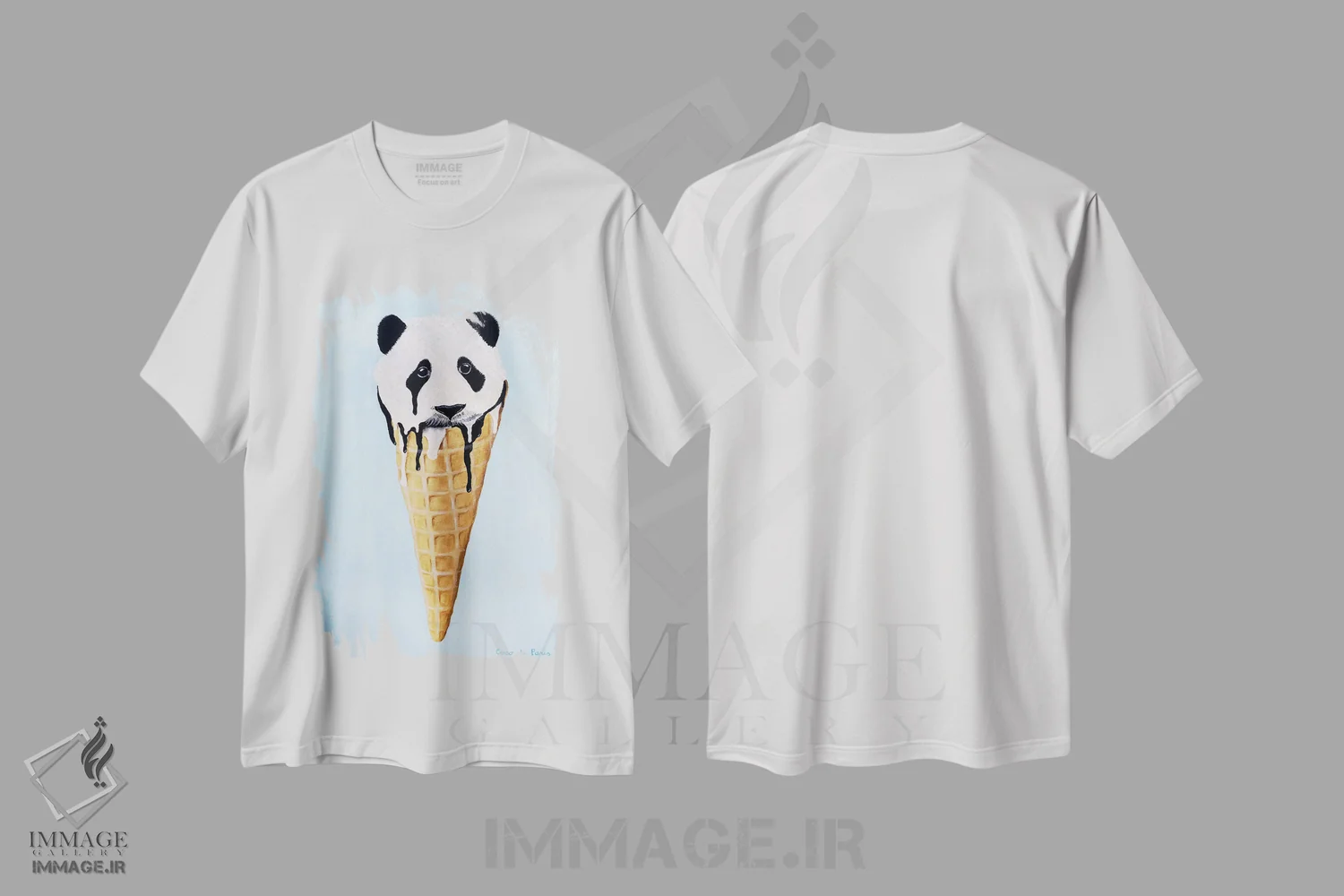 تیشرت سفید طرح دار پاندا بستنی خور، مدیوم اثر کوکو د پاریس | immage.ir