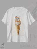 تیشرت سفید طرح دار گربه بستنی خور، مدیوم اثر کوکو د پاریس | فروشگاه ایماژ