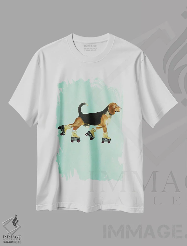 تیشرت سفید طرح دار بیگل با کفش اسکیت، مدیوم اثر کوکو د پاریس | فروشگاه ایماژ