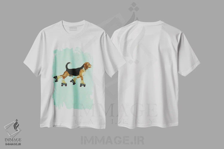 تیشرت سفید طرح دار بیگل با کفش اسکیت، مدیوم اثر کوکو د پاریس | فروشگاه ایماژ