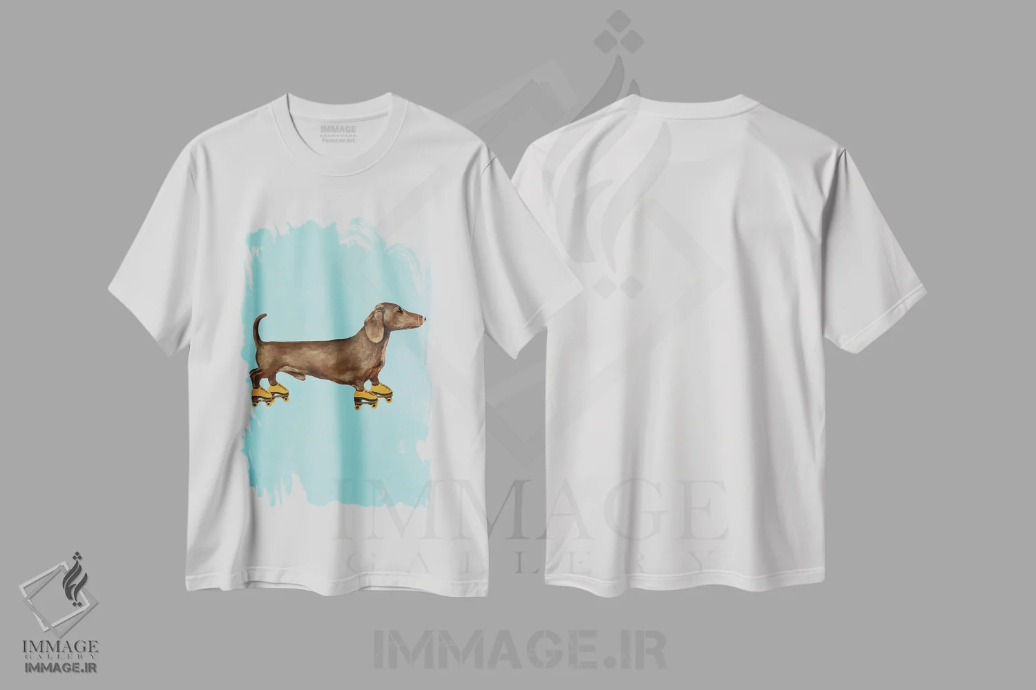 تیشرت سفید طرح دار داشوند با کفش اسکیت، تزئینی اثر کوکو د پاریس | immage.ir