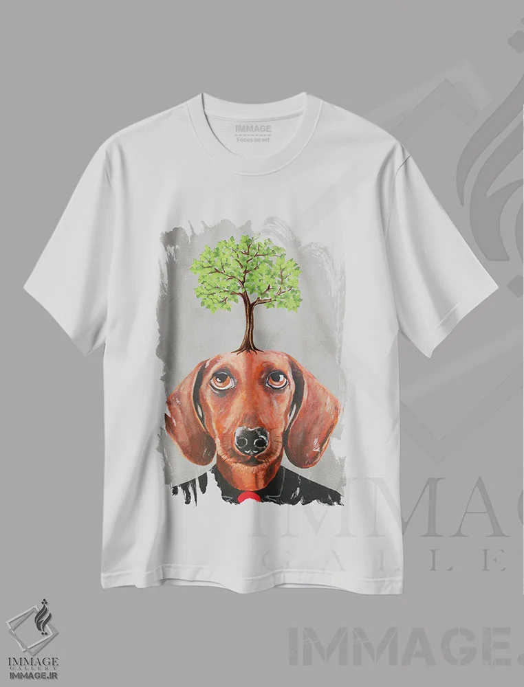 تیشرت سفید طرح دار داشوند با درخت، مدیوم اثر کوکو د پاریس | immage.ir