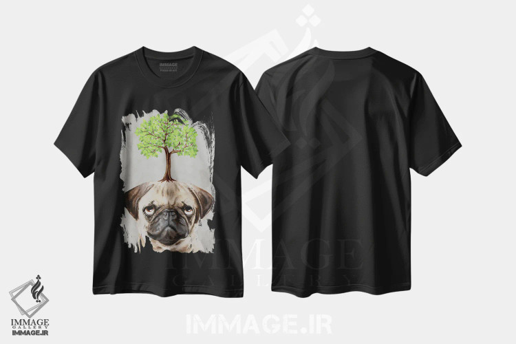 تیشرت مشکی طرح دار پاگ با یک درخت، مدیوم اثر کوکو د پاریس | immage.ir
