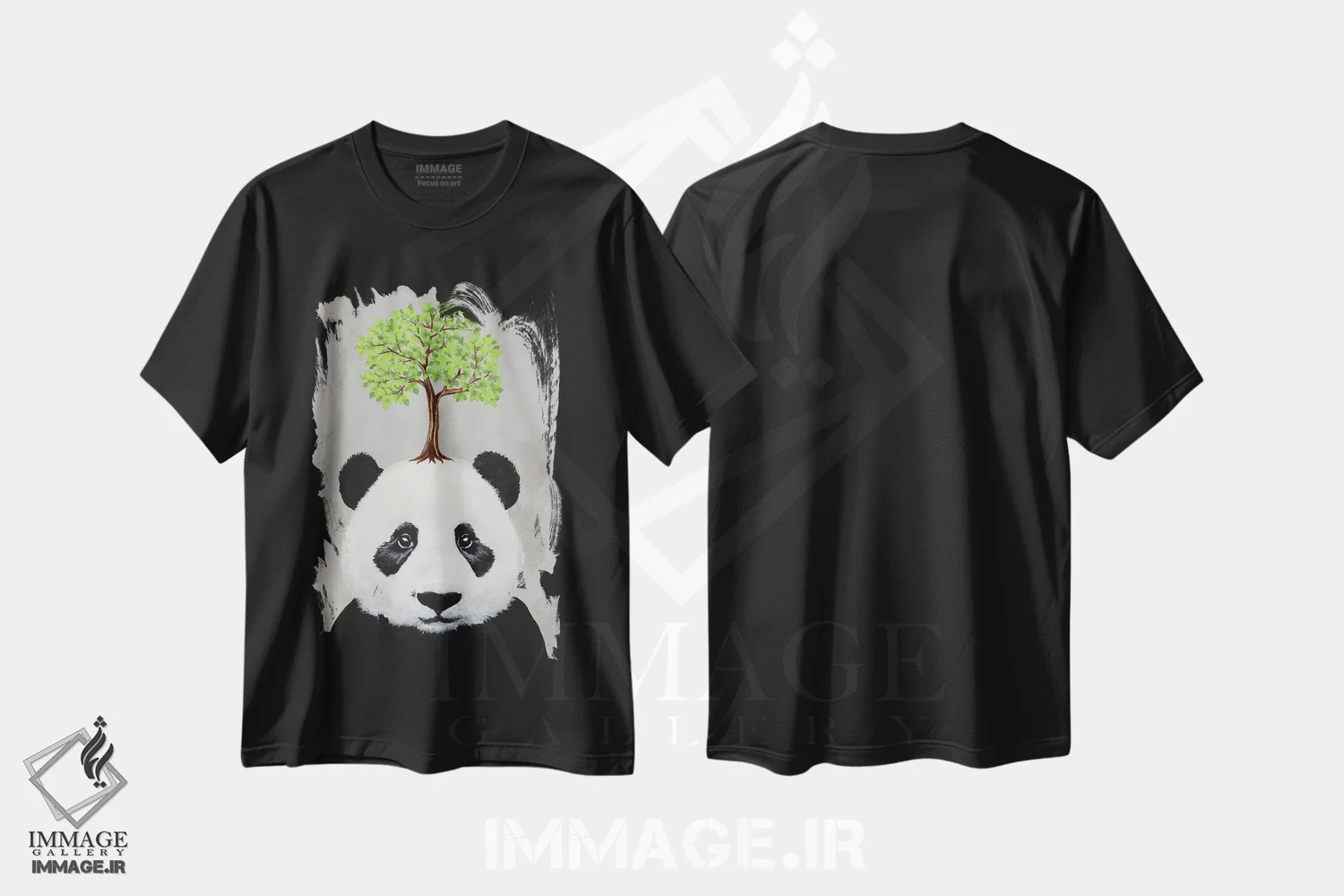 تیشرت مشکی طرح دار پاندا با یک درخت، مدیوم اثر کوکو د پاریس | فروشگاه ایماژ