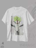 تیشرت سفید طرح دار بز با یک درخت، مدیوم اثر کوکو د پاریس | immage.ir
