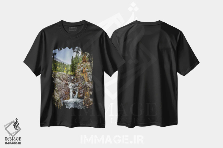 تیشرت مشکی طرح دار آبشار پودر در پاییز، مدیوم اثر کریستوفر توماس | immage.ir