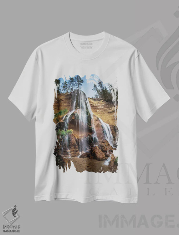 تیشرت سفید طرح دار آبشار اسمیت، مدیوم اثر کریستوفر توماس | immage.ir