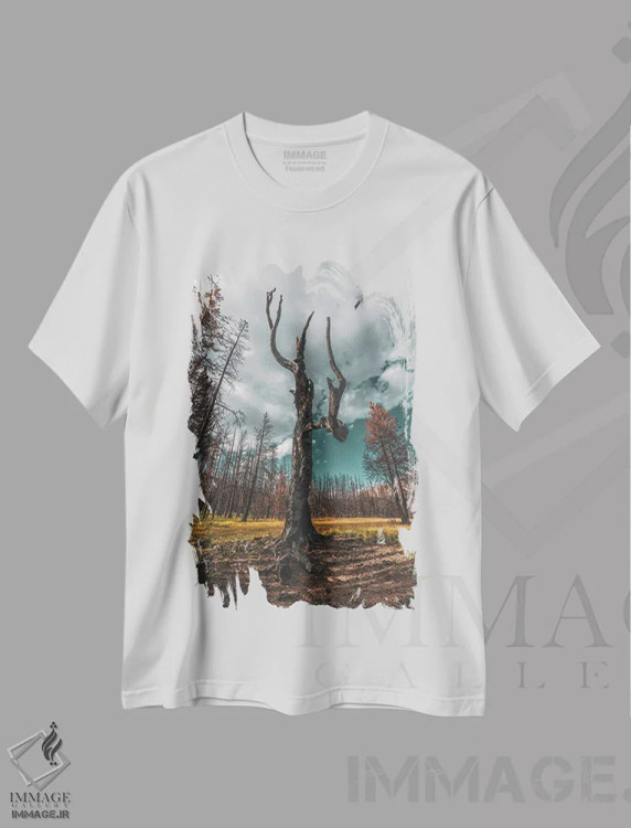 تیشرت سفید طرح دار ستارهٔ جنگل سوخته، مدیوم اثر کریستوفر توماس | immage.ir