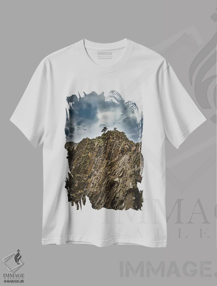 تیشرت سفید طرح دار سنگ عمودی، مدیوم اثر کریستوفر توماس | immage.ir