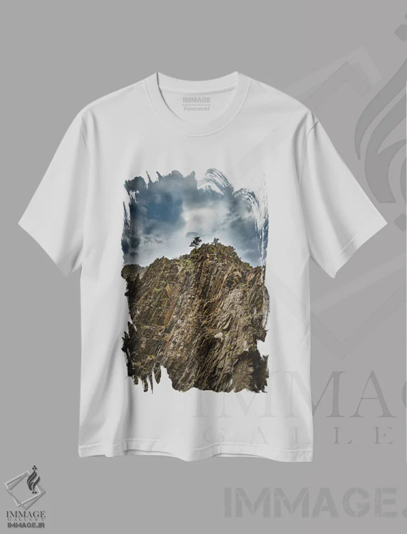 تیشرت سفید طرح دار سنگ عمودی، مدیوم اثر کریستوفر توماس | immage.ir