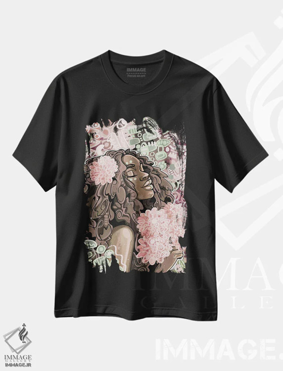 تیشرت مشکی طرح دار کانای، هنر فاخر معاصر اثر جاستین کوپلند | immage.ir