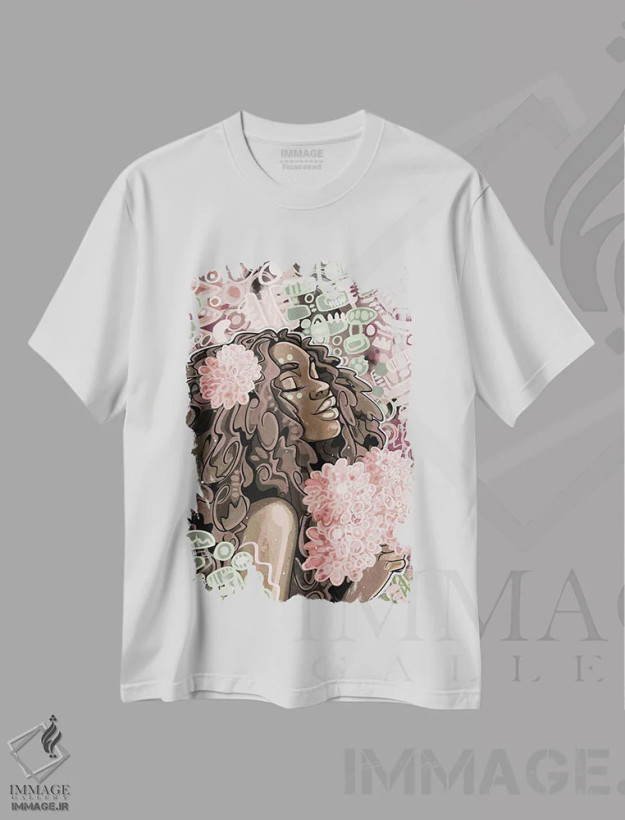 تیشرت سفید طرح دار کانای، هنر فاخر معاصر اثر جاستین کوپلند | فروشگاه ایماژ