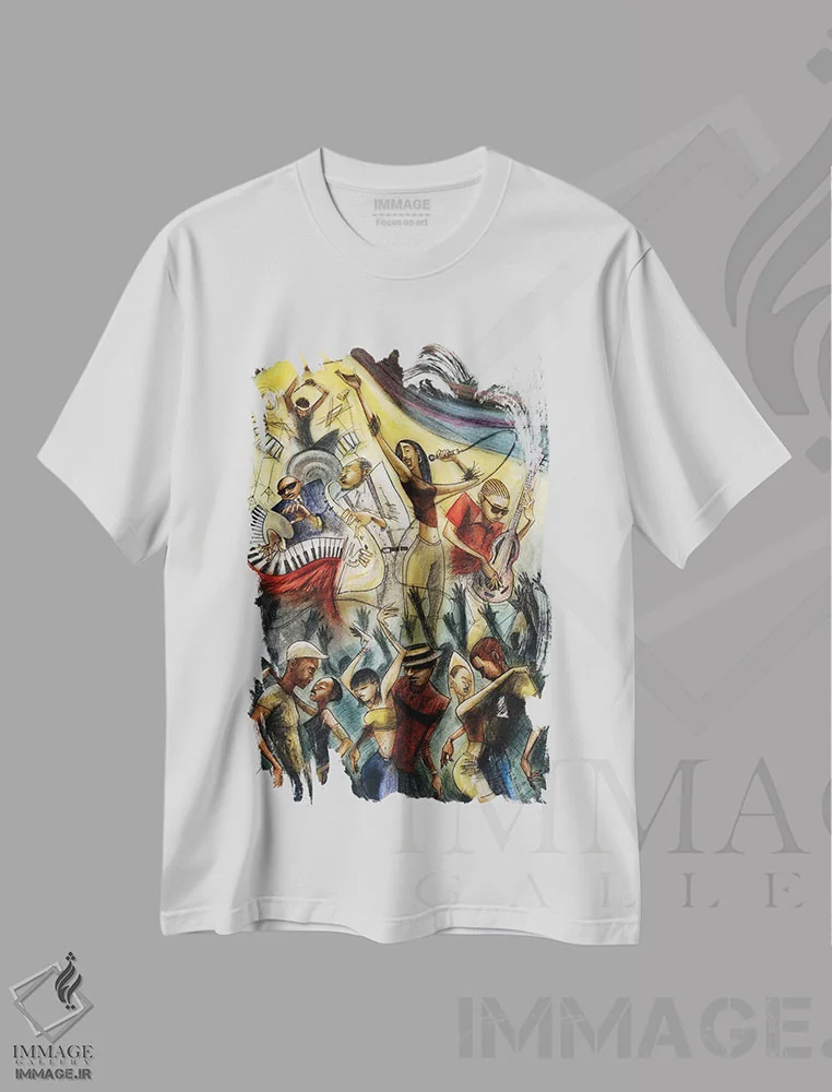 تیشرت سفید طرح دار ذات، دست نقاشی و طراحی دستی اثر کریستین پانی آگوا | immage.ir