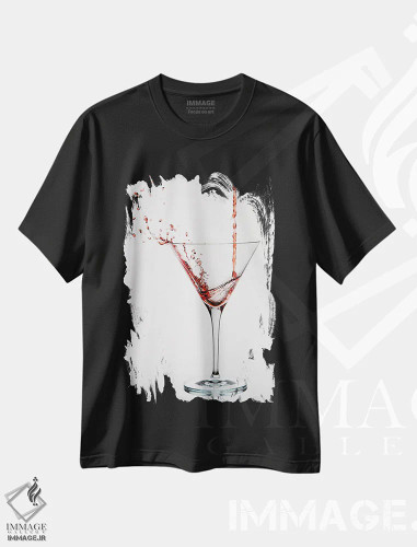 تیشرت مشکی طرح دار کوکتل، تزئینی اثر کریستین پابست | فروشگاه ایماژ