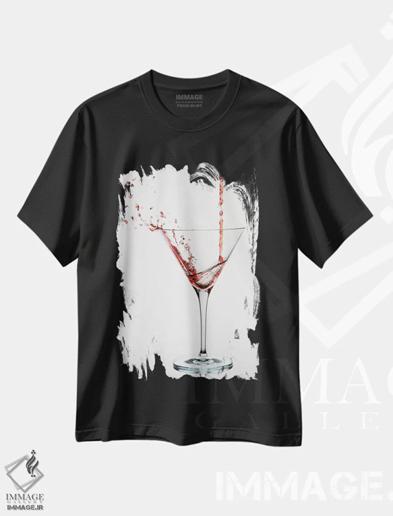تیشرت مشکی طرح دار کوکتل، تزئینی اثر کریستین پابست | فروشگاه ایماژ