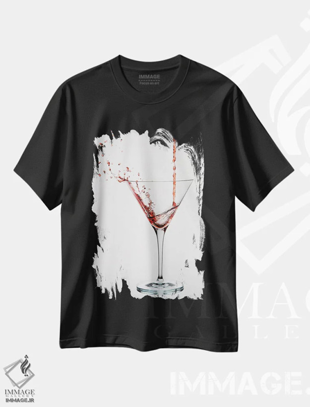 تیشرت مشکی طرح دار کوکتل، تزئینی اثر کریستین پابست | فروشگاه ایماژ