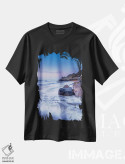 تیشرت مشکی طرح دار رنگ های پاستلی خلیج استی هیل، عکاسی هنری فاخر اثر چاد پاول | فروشگاه ایماژ