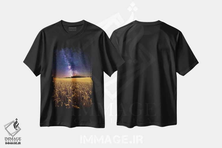 تیشرت مشکی طرح دار مزارع طلایی، عکاسی هنری فاخر اثر چاد پاول | فروشگاه ایماژ