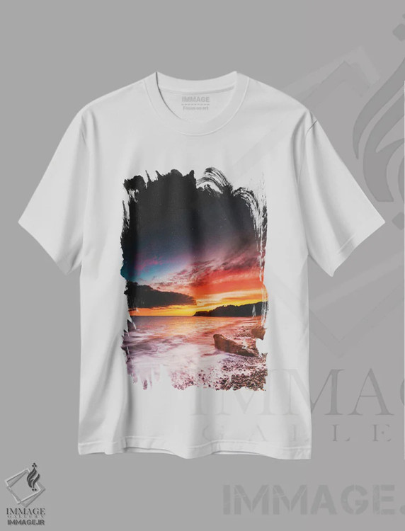 تیشرت سفید طرح دار شفق در خلیج مانت، عکاسی هنری فاخر اثر چاد پاول | immage.ir