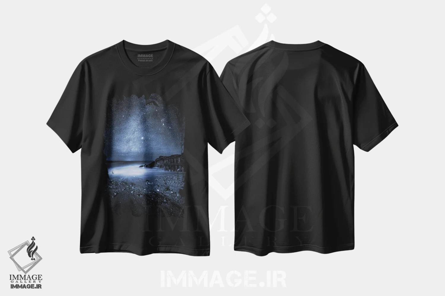 تیشرت مشکی طرح دار آبی نیمه شب، عکاسی هنری فاخر اثر چاد پاول | immage.ir