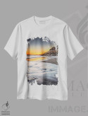 تیشرت سفید طرح دار غروب خلیج ونتنور، عکاسی هنری فاخر اثر چاد پاول | فروشگاه ایماژ