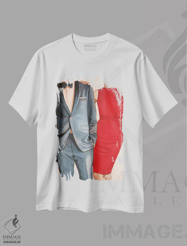 تیشرت سفید طرح دار قرمز یک، دکور معاصر اثر شارلوت پی. | فروشگاه ایماژ