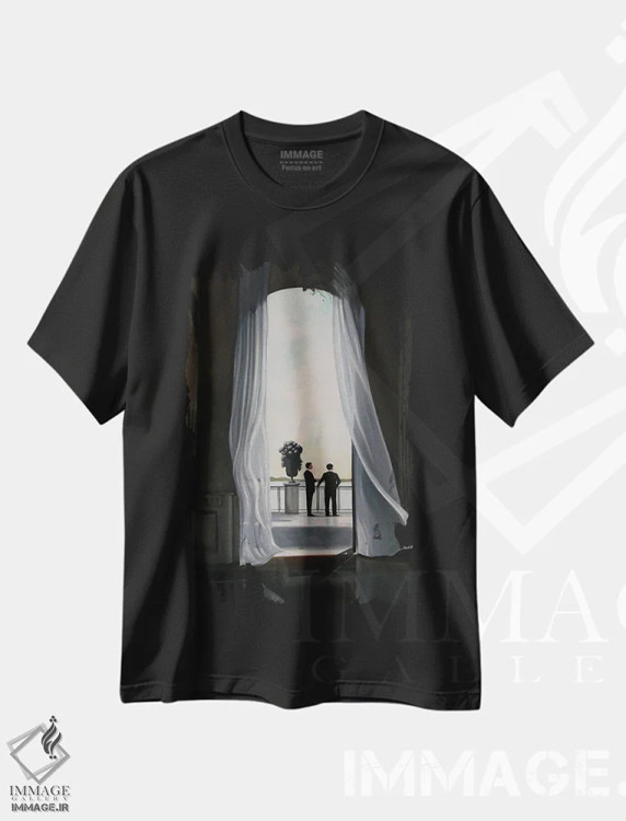 تیشرت مشکی طرح دار باد گرم، دکور معاصر اثر شارلوت پی. | فروشگاه ایماژ