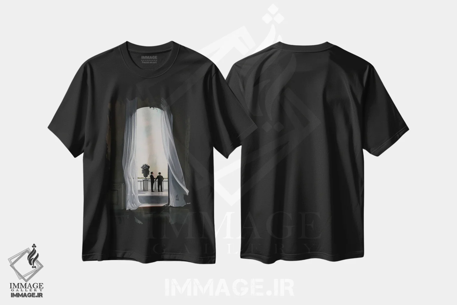تیشرت مشکی طرح دار باد گرم، دکور معاصر اثر شارلوت پی. | فروشگاه ایماژ