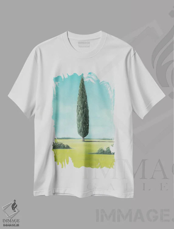 تیشرت سفید طرح دار سرو، دکور معاصر اثر شارلوت پی. | immage.ir