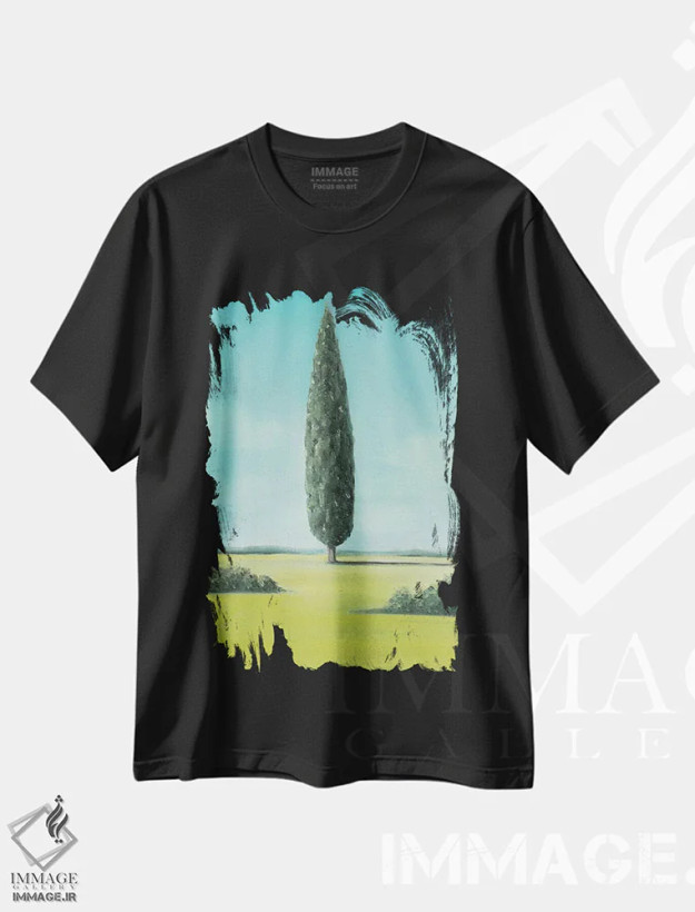 تیشرت مشکی طرح دار سرو، دکور معاصر اثر شارلوت پی. | فروشگاه ایماژ